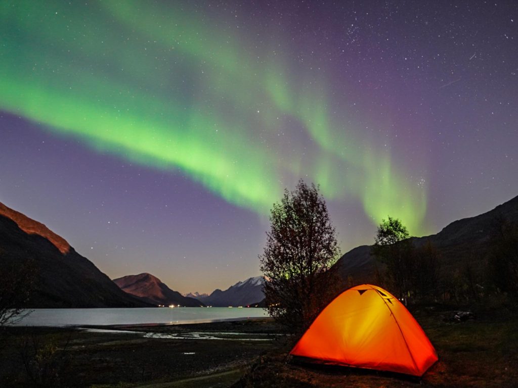 Luisa Schaffner Northern Lights camping Norway, Arctic Road Trips