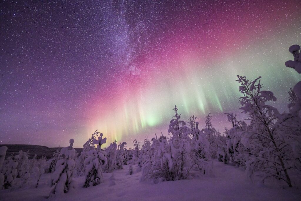 Aurora in winter Lapland